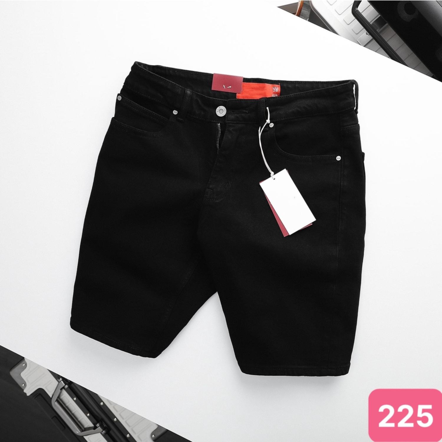 Quần short đùi jean nam xám đen trơn không rách gối chất bò cao cấp co dãn 4 chiều cực đẹp, quần rin nam HD30 Mẫu Mới