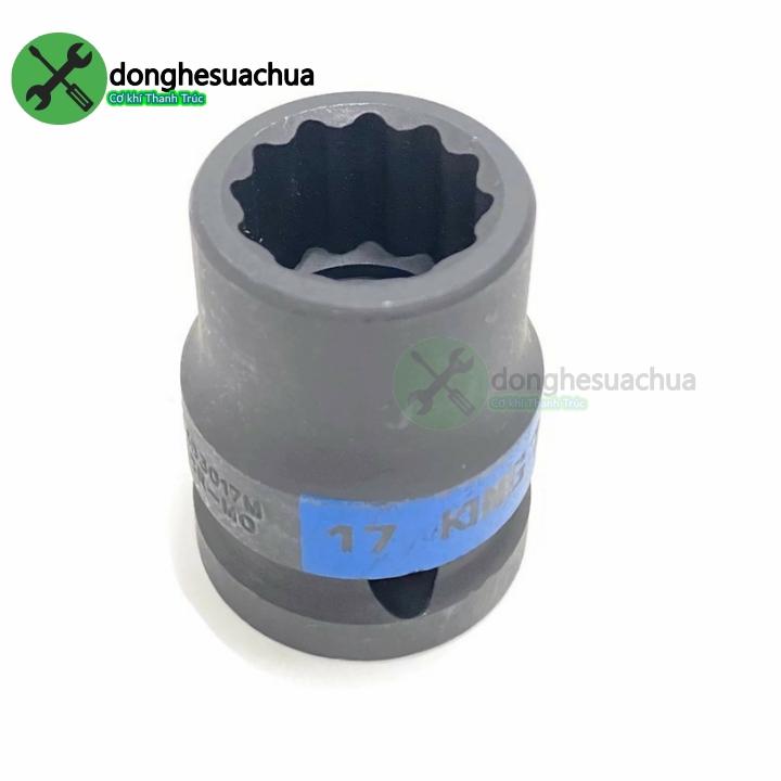 Tuýp 17mm 1/2 kingtony 453017m loại ngắn 12 cạnh màu đen