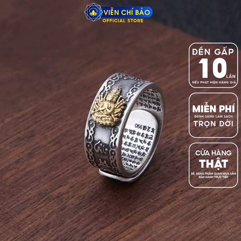 Nhẫn bạc nam bản hở Phật bản mệnh 12 con giáp chất liệu Bạc Thái 925 thương hiệu Viễn Chí Bảo N101017