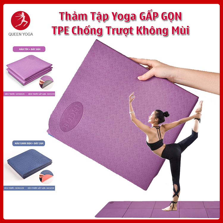 Thảm Yoga Du Lịch Gấp Gọn - Thảm Tập Gym Gấp Gọn TPE Chống Trượt Không Mùi BODHI