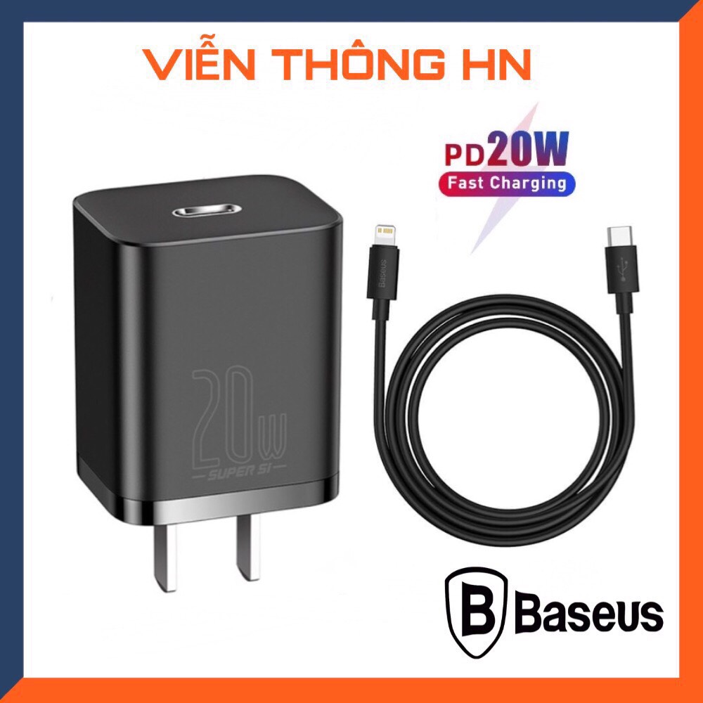 Bộ sạc nhanh iphone Baseus PD 20W - Bộ củ sạc kèm cáp sạc type c to lightning pd20w cho mã đt ip6 ip x 11 12 13 14 pro max ....