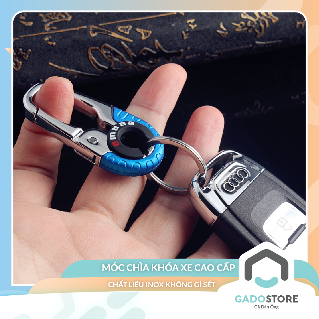 Móc khoá xe GADO móc chìa khoá xe máy OMUDA có chốt cài thắt lưng chất liệu inox K3755
