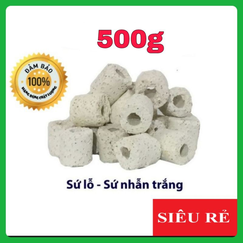 500g Sứ lọc nhẫn trắng , sứ lỗ lọc nước hồ cá - vật liệu lọc