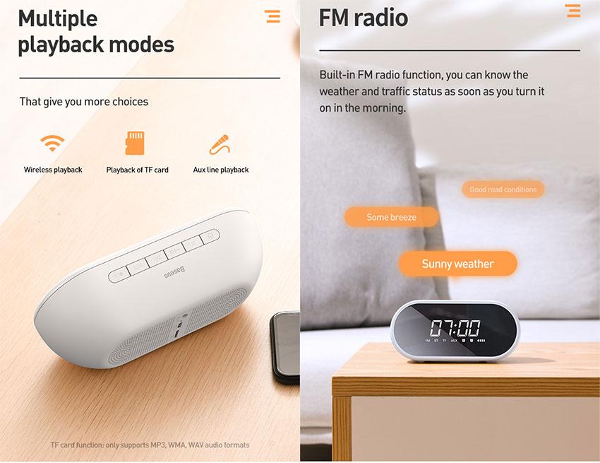 Loa không dây tích hợp đồng hồ báo thức đa năng 4 trong 1 Baseus Encok E09 Wireless Speaker