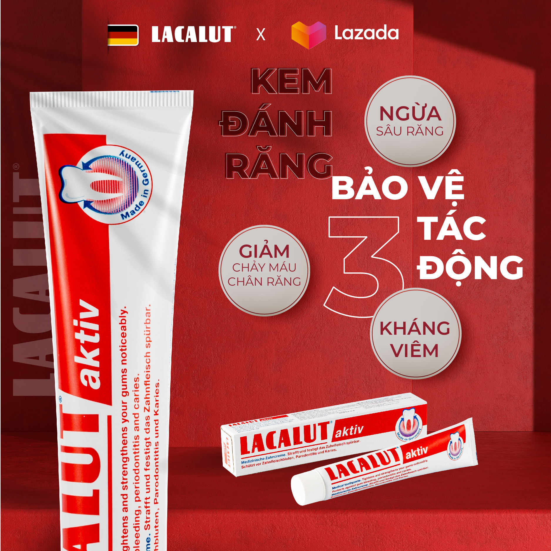 Kem Đánh Răng Lacalut Aktiv - Chống Tụt Lợi, Viêm Nướu, Chảy Máu Chân Răng | Chính Hãng CHLB Đức