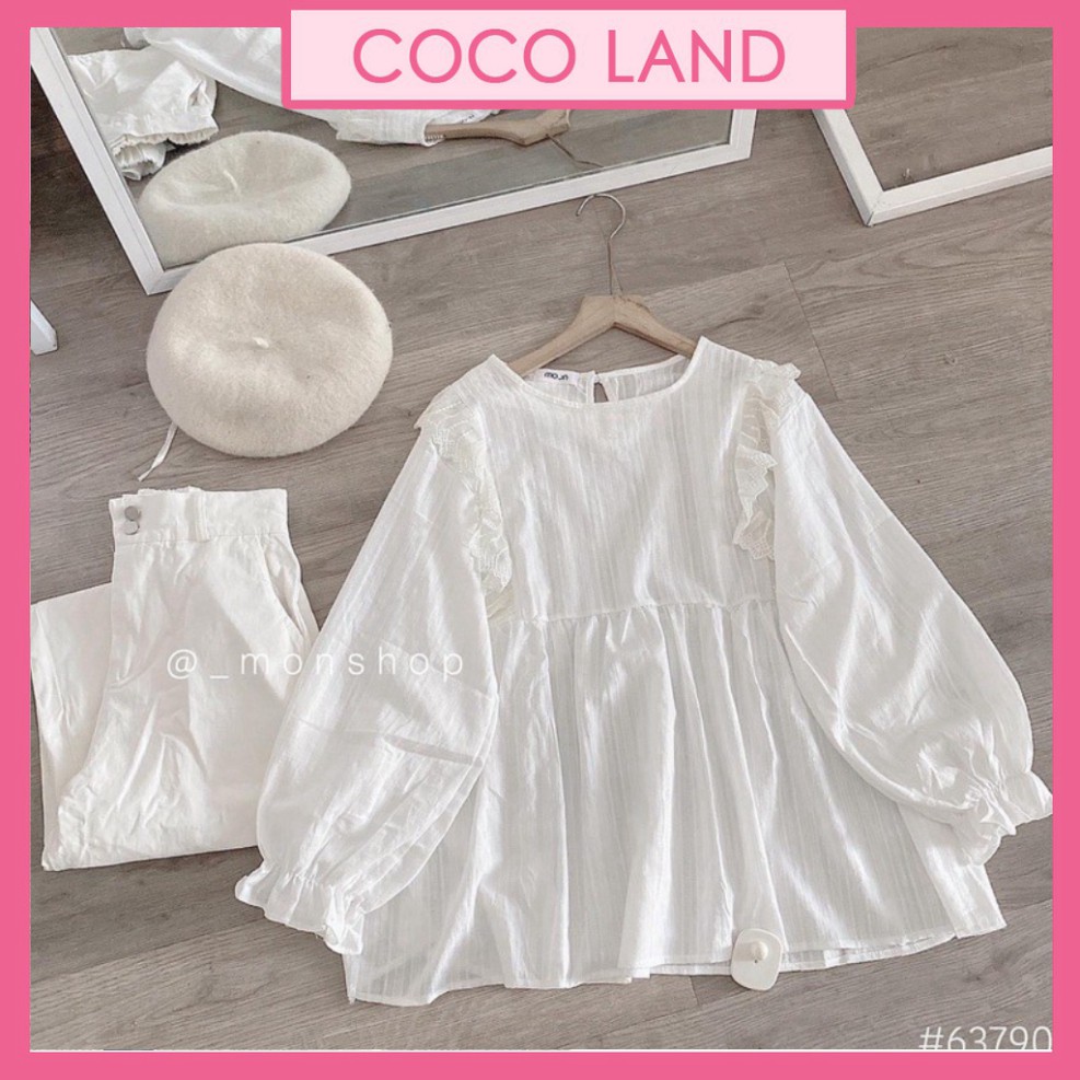 Áo babydoll trắng ulzzang 1702 chất đẹp phong cách ulzzang -áo babydoll trắng buộc dây