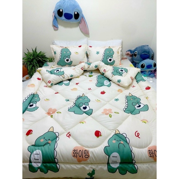Combo ga giường poly cotton đủ bộ 5 món chăn phao