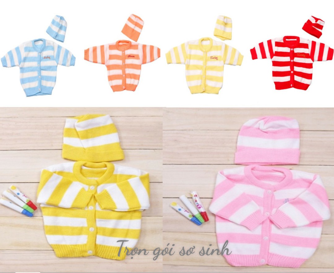 Bộ áo len cho bé sơ sinh đến dưới 7kg gồm áo và nón