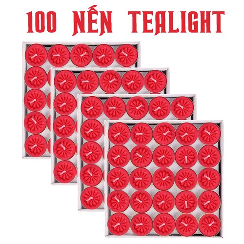 Nến Tealight hoa mai 100 viên 2h màu đỏ