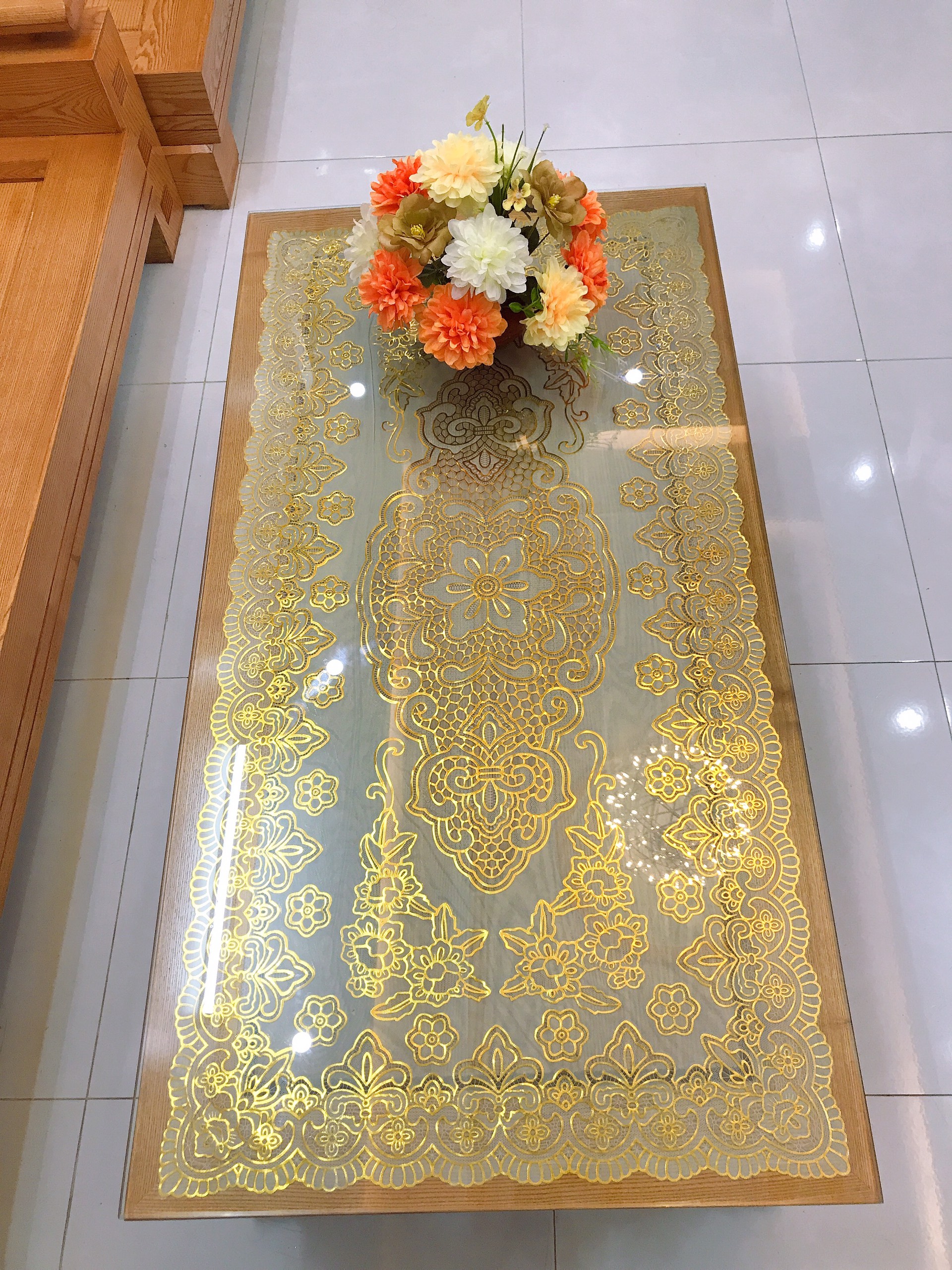 Khăn trải bàn hoa văn đẹp mắt rộng 60cm dài 120cm