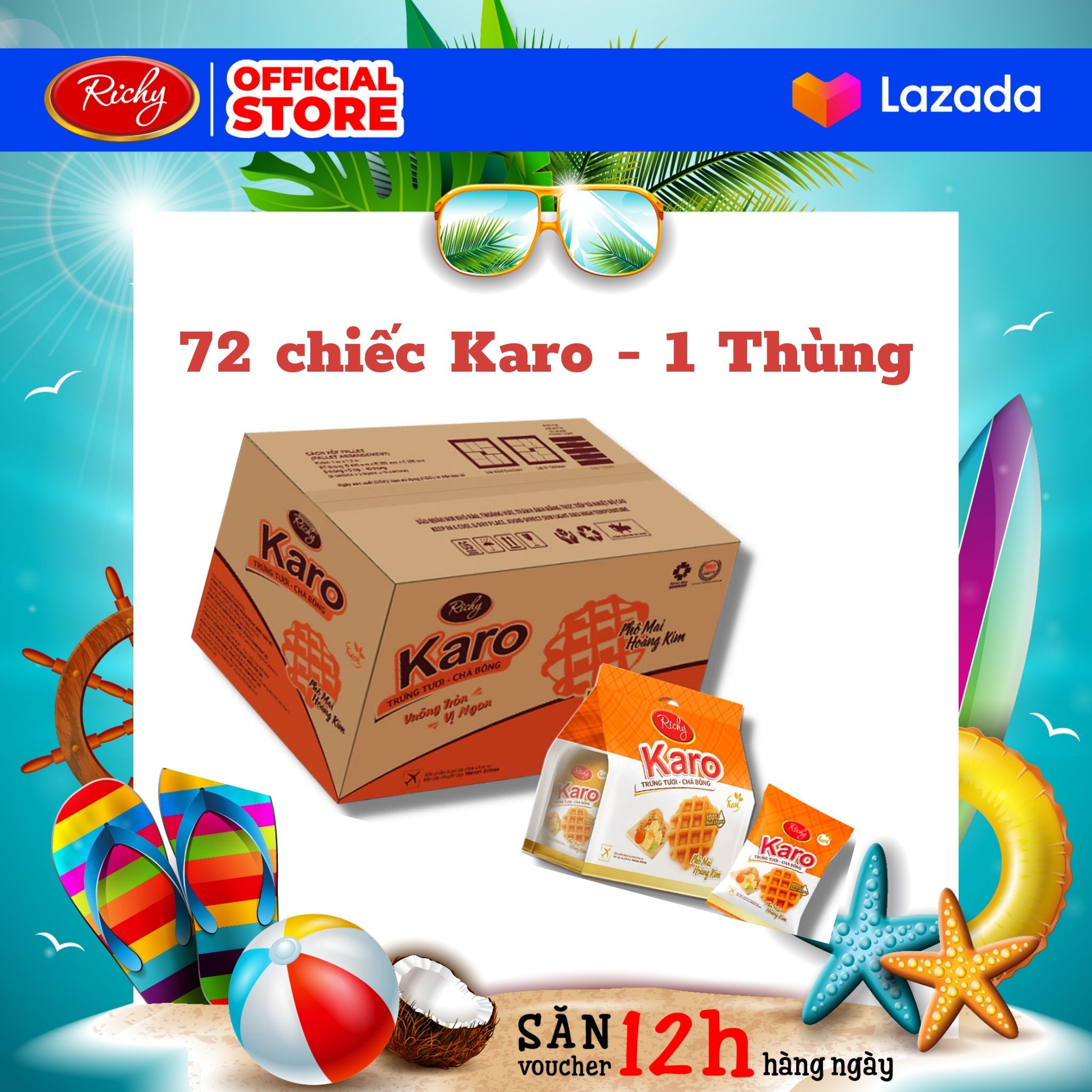 Combo 72 chiếc bánh karo richy thơm ngon tròn vị - 1 thùng gh7861