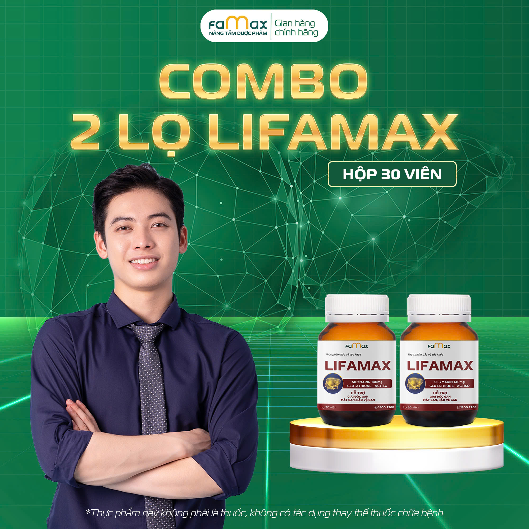[FAMAX] Combo 2 hộp 30 viên giải độc gan Lifamax hỗ trợ giải độc gan, mát gan và bảo vệ gan