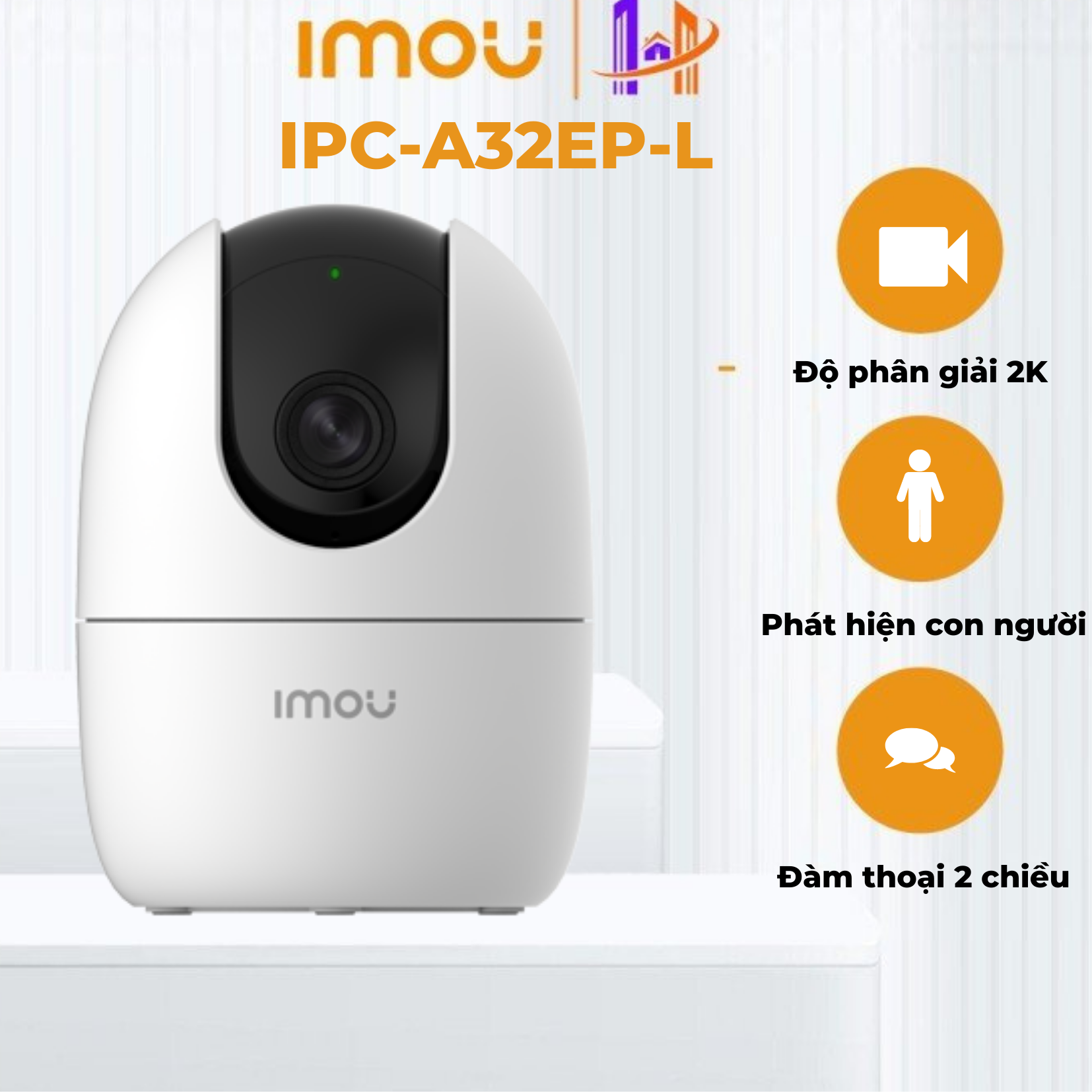 (Tặng Chân Đế) Camera Imou A32EP 3MP Quay Quét Độ Phân Giải 2K - Độ Phân Giải 2K, Đàm Thoại 2 Chiều, Phát Hiện Con Người (Bản Nâng Cấp A22EP)