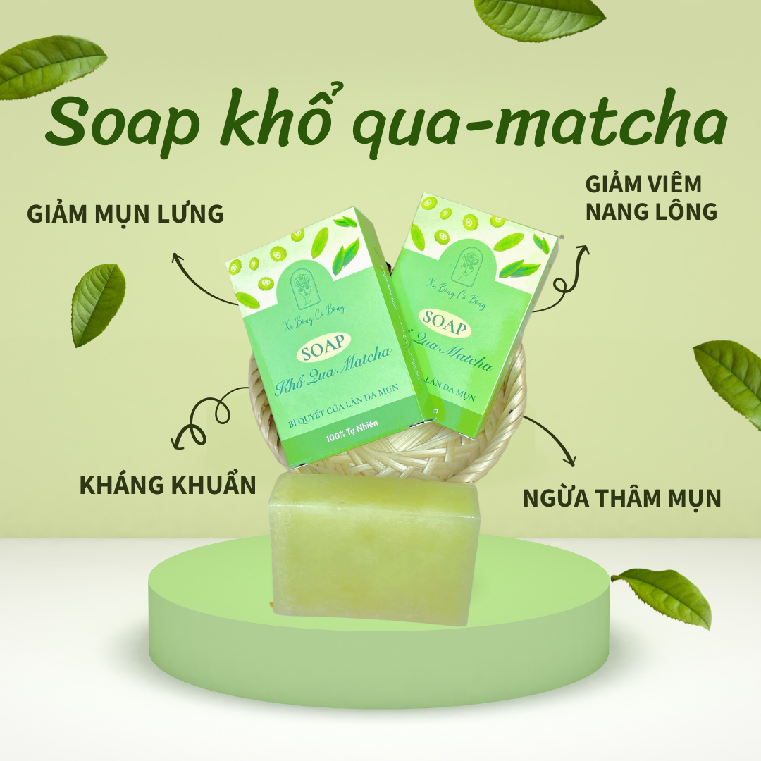 [Handmade] Xà phòng khổ qua matcha hỗ trợ giảm mụn, giảm viêm nang lông dành cho body
