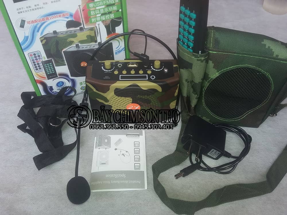 Loa bẫy chim E898 có Bluetooth có remote Màu xanh