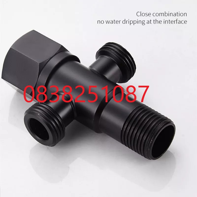 Van t inox sus304 có khóa ra 2 đường nước, van t cầu màu đen
