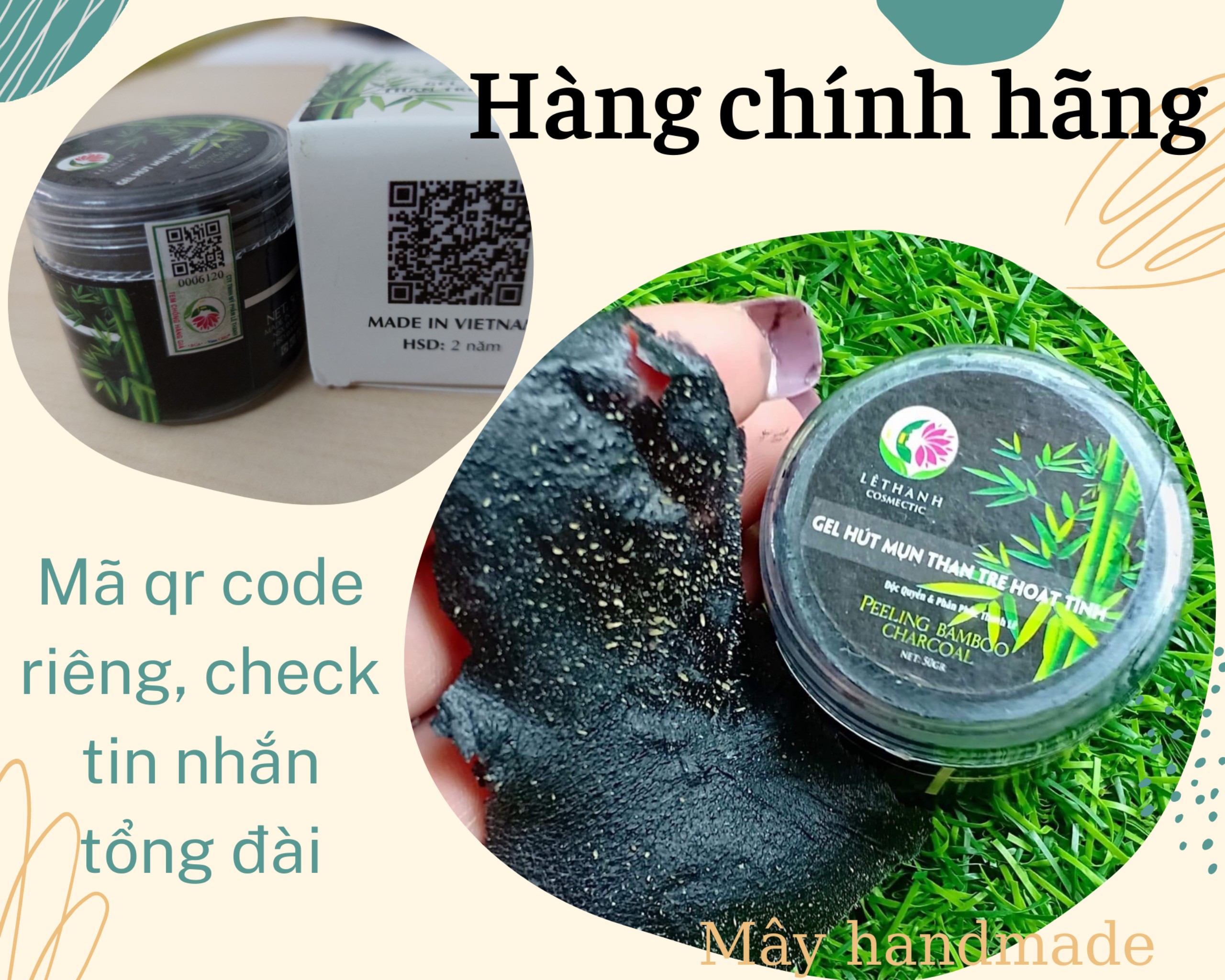 Gel lột mụn đầu đen than tre Lê Thanh CHÍNH HÃNG, lột mụn đầu đen mụn cám lông tơ