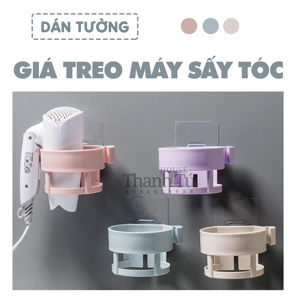 Giá treo máy sấy tóc dán tường Giá để máy sấy tóc treo tường Giá treo dán tường không đóng đinh, không khoan đục