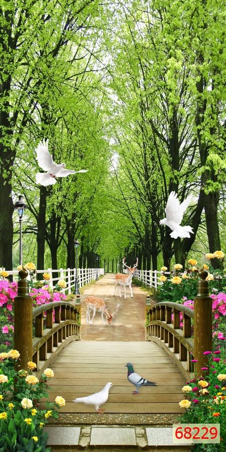 Tranh phong cảnh 3D dán phòng ngủ, phòng khách, phòng làm việc