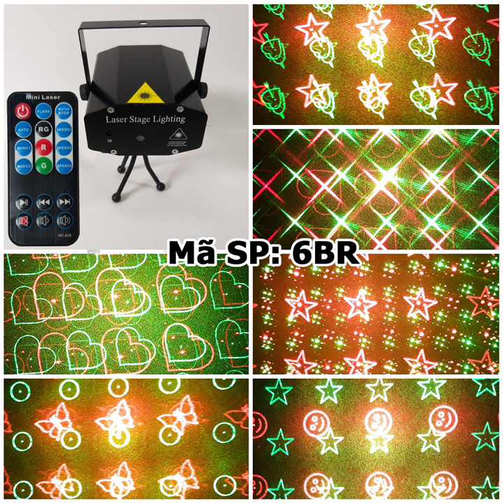 Đèn Laser Mini 6 trong 1 sân khấu vũ trường trang trí phòng Karaoke cảm biến theo nhạc. Dễ dàng thi công lắp đặt- Phù hợp với nhiều không gian sống. 