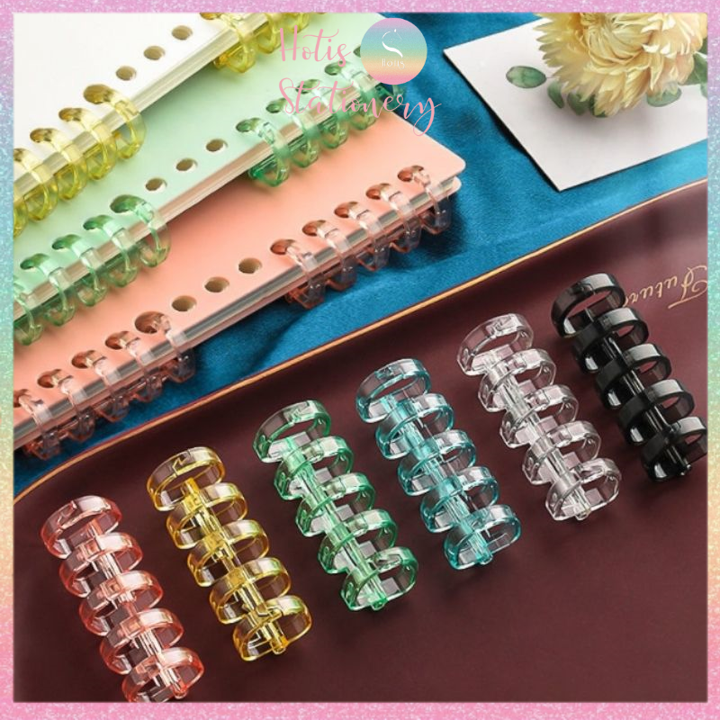 Hotis thanh còng nhựa mini 3 & 5 chấu trong suốt - binder a7/ a6/ a5/ b5/ a4