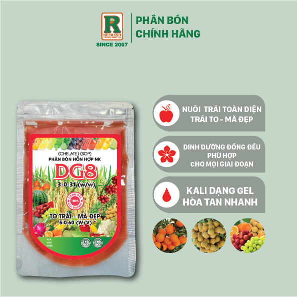 Phân bón Kali DG 5-0-60 dạng gel đậm đặc chuyên trái to mã đẹp