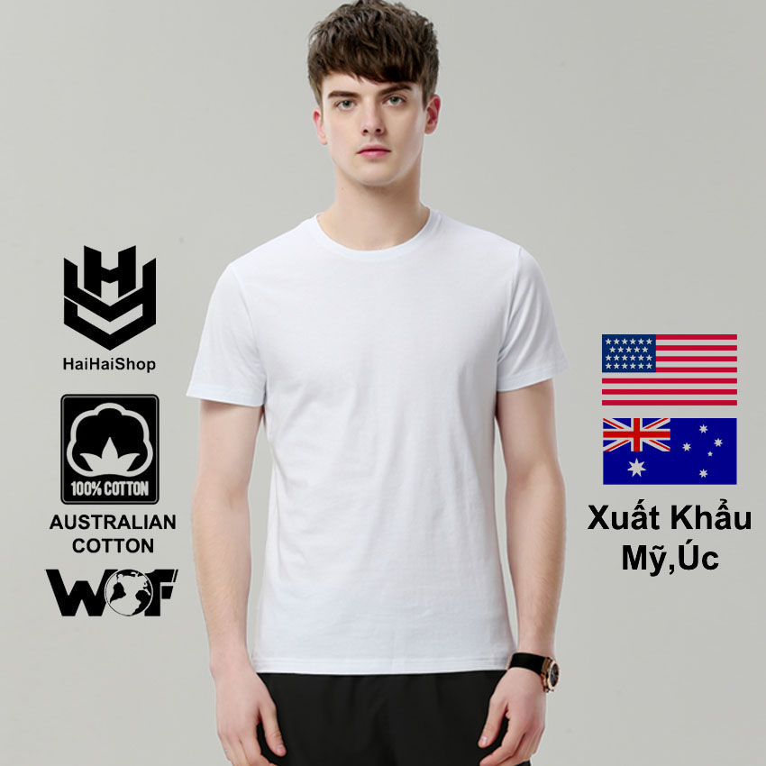 [HCM]Áo Thun Trơn Cotton 100% Áo Thun Nam Nữ Cổ Tròn Tay Ngắn Haihaishop.
