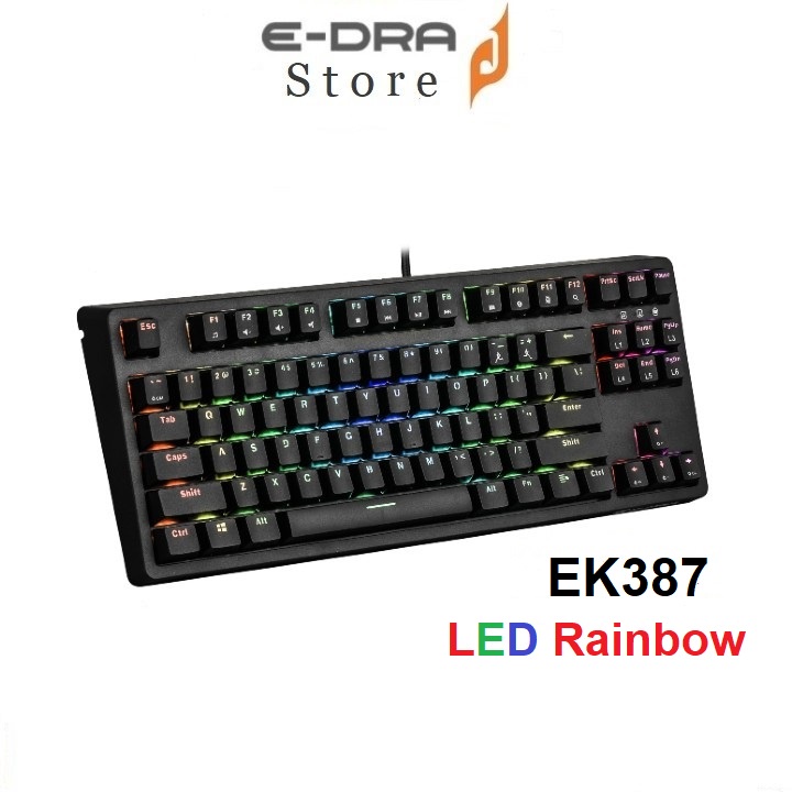 [Mã ELBAU5 giảm 5% tối đa 500K] Bàn phím cơ Edra EK387 Rainbow Huano Switch (Blue /Brown /Red Switch)