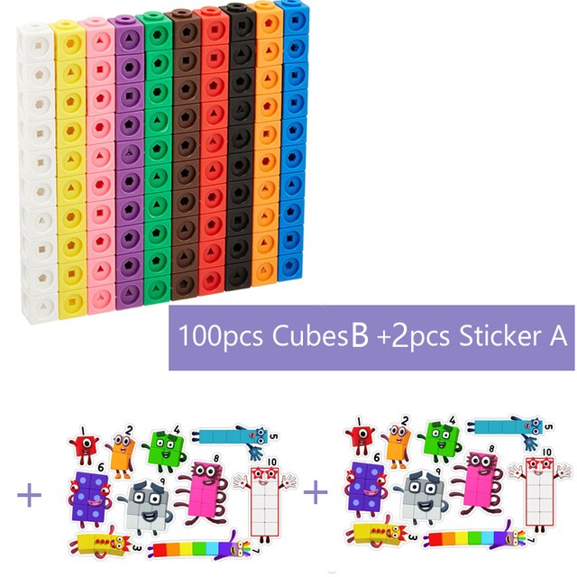 Numberblocks with Stickers Linking Math Cubes Number Blocks Counting Toys