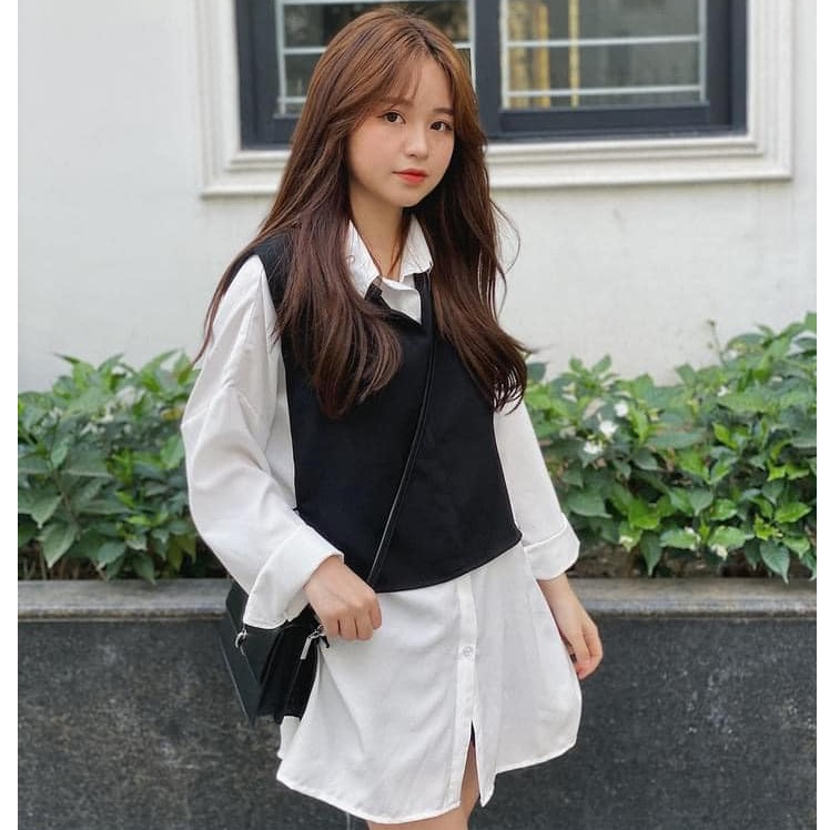 [HCM]SET ÁO DÁNG DÀI KẾT HỢP GILLE XINH XẮN - HER SET