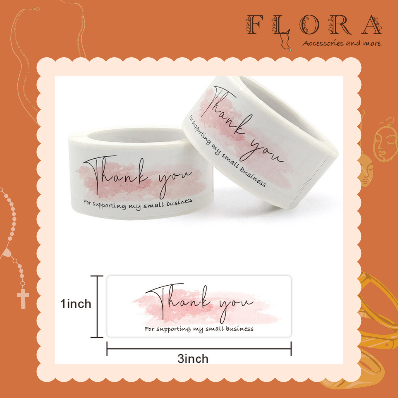 Tem dán thank you dáng dài đơn giản - Flora