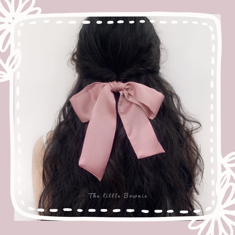 Kẹp tóc nơ satin Annie Ribbon của The little Bonwie