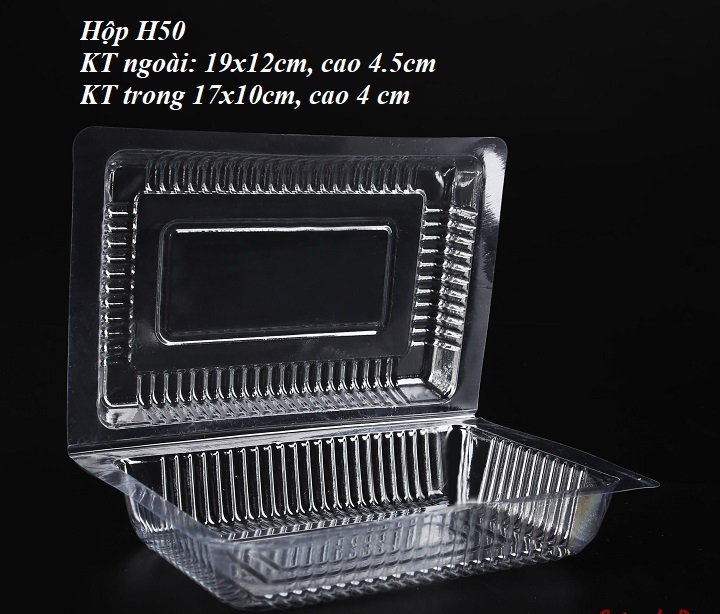 BỘ 100 HỘP NHỰA ĐỰNG BÁNH BÔNG LAN/SU KEM H50 KÍCH THƯỚC 17 X 10 X 4 CM