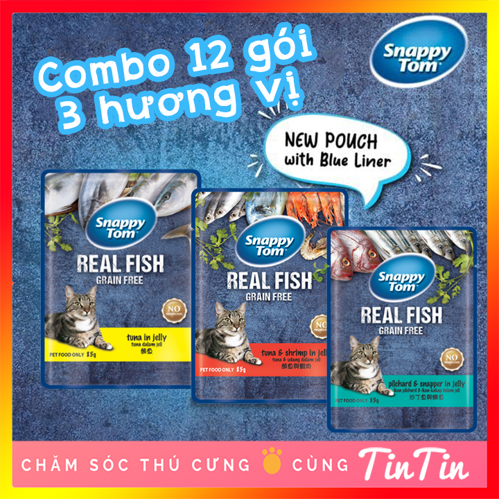 Combo 12 Gói Pate Snappy Tom Cho Mèo  Gói 85 Gram
