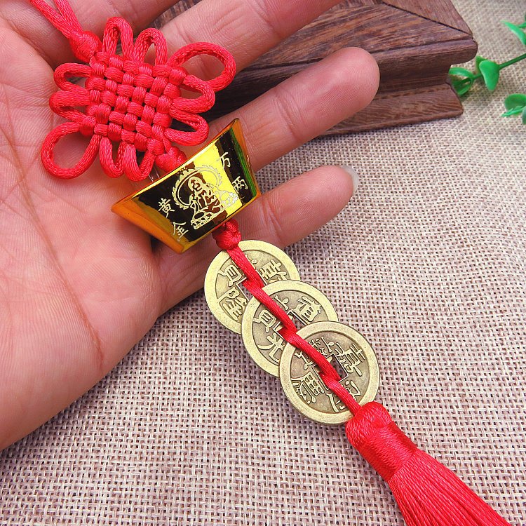 Dây đồng xu Tam Đế, dây kết đỏ tiền xu Tam Đế, chuỗi đồng tiền và Thòi Vàng phong thủy
