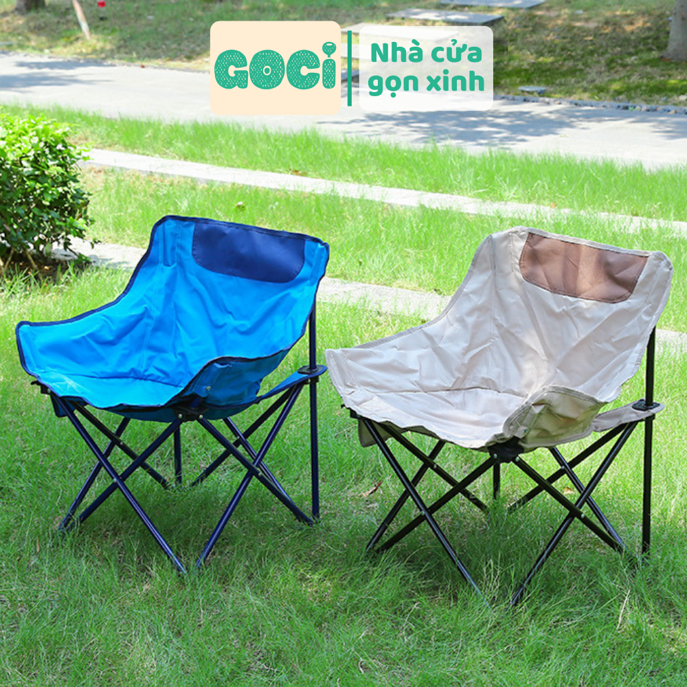 Ghế dã ngoại tựa lưng thư giãn khung thép cao cấp ghế camping gấp gọn chống xước rỉ sét chịu trọng tải 130KG