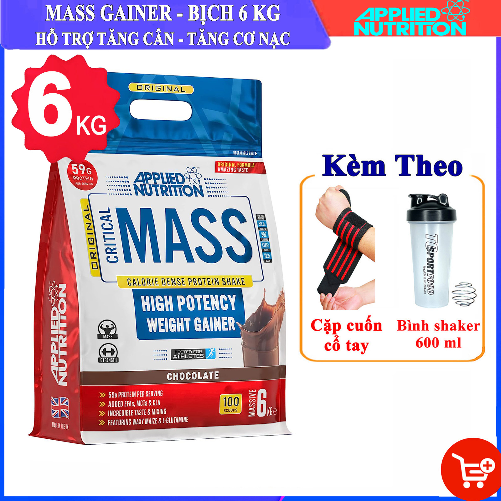 Sữa tăng cân tăng cơ nạc Original Critical Mass của Applied Nutrition