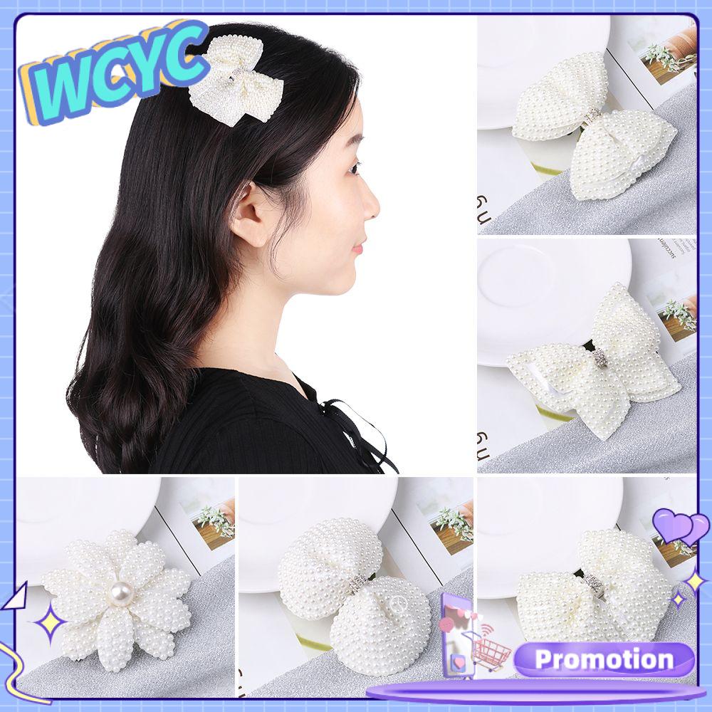 1 Cái Kẹp Tóc Nơ Cài Tóc Ngọc Trai Trắng Với Clip Tóc Cho Cô Gái Trẻ Em Nơ Giữa Kim Cương Giả Lấp Lánh Hai Lớp Cho Cửa Hàng Cặp Tóc Phụ Kiện Tóc