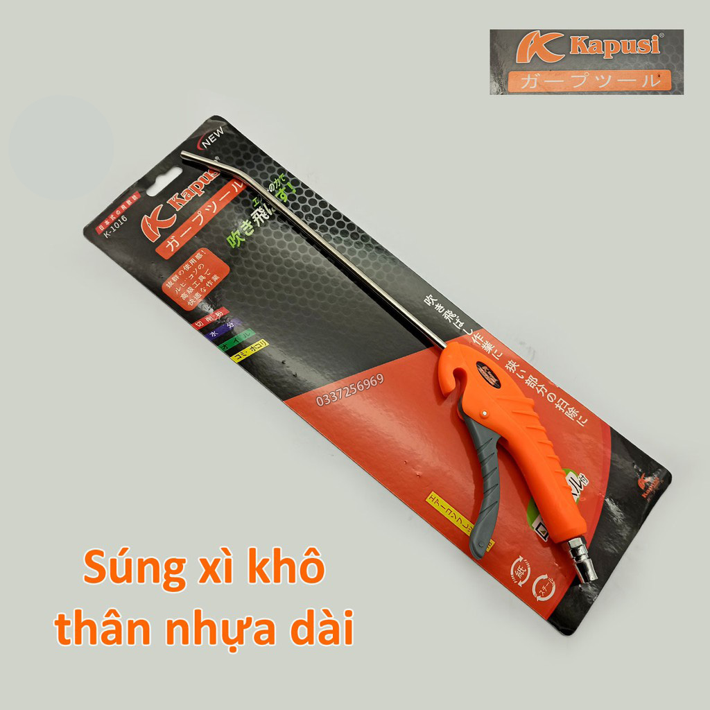 Dụng cụ xì khô, xì hơi thân nhựa, mỏ dài 23CM Kapusi K-1016 thép Chrome không gỉ hàng chuẩn nội địa Nhật