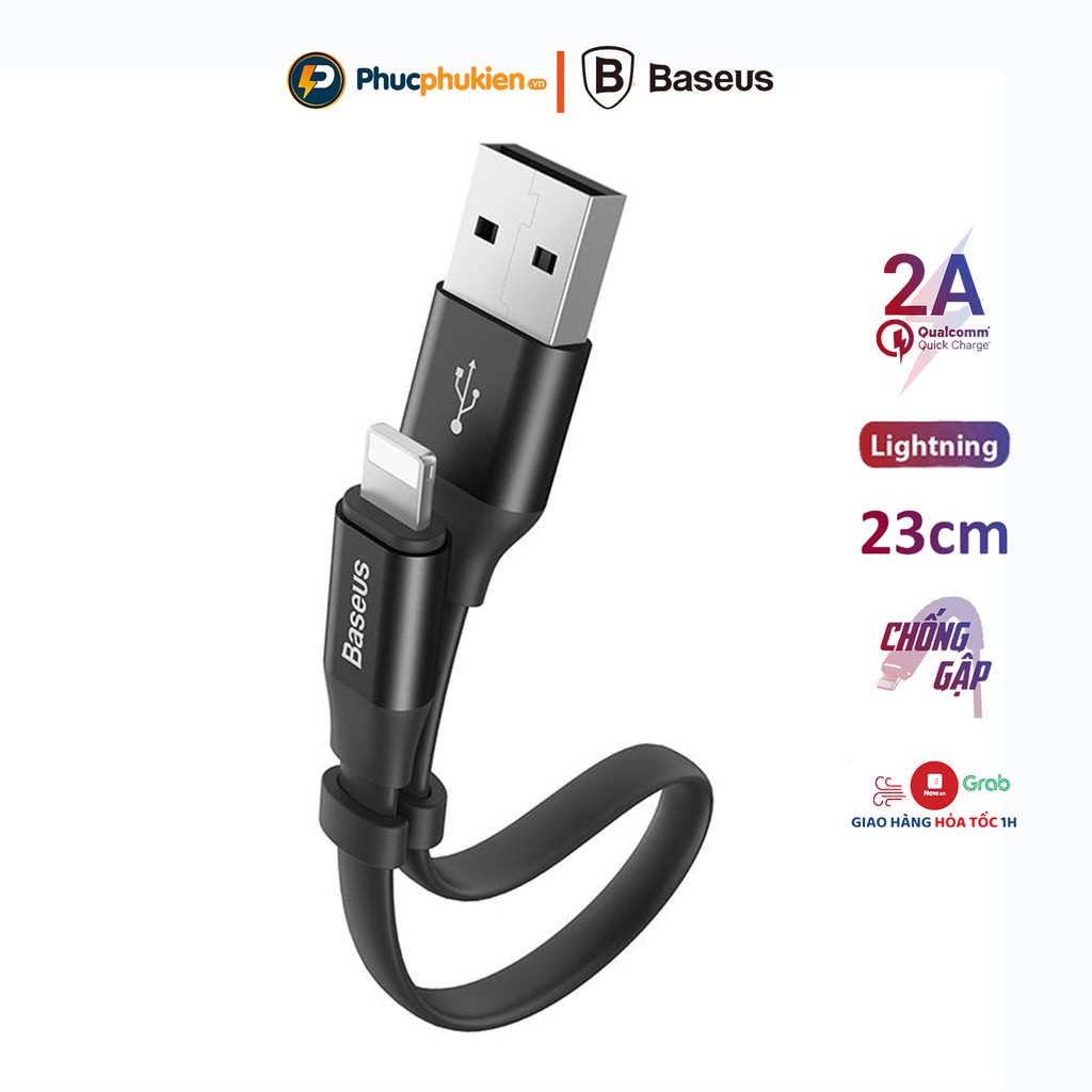 Dây sạc dự phòng chính hãng Baseus dành cho iphone 5 đến iphone 13 pro max - Cáp sạc chính hãng bảo hành 12 tháng 1 đổi 1 - Phúc Phụ Kiện