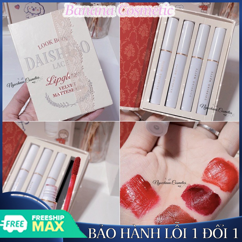[HCM]Set 4 Son Kem Lì LOOK BOOK DAISHIAO LACE Lipglaze Velvet Matteseries Vị Đào
