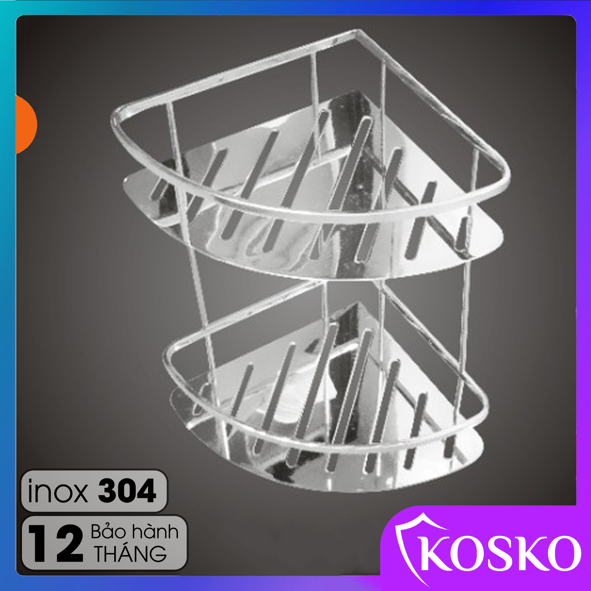 Kệ để đồ nhà tắm đa năng inox 304 không hoen gỉ lắp góc tường (Bảo hành 12 tháng - Tặng bộ Vít Nở) Để được mọi Chai Lọ thể tích lớn