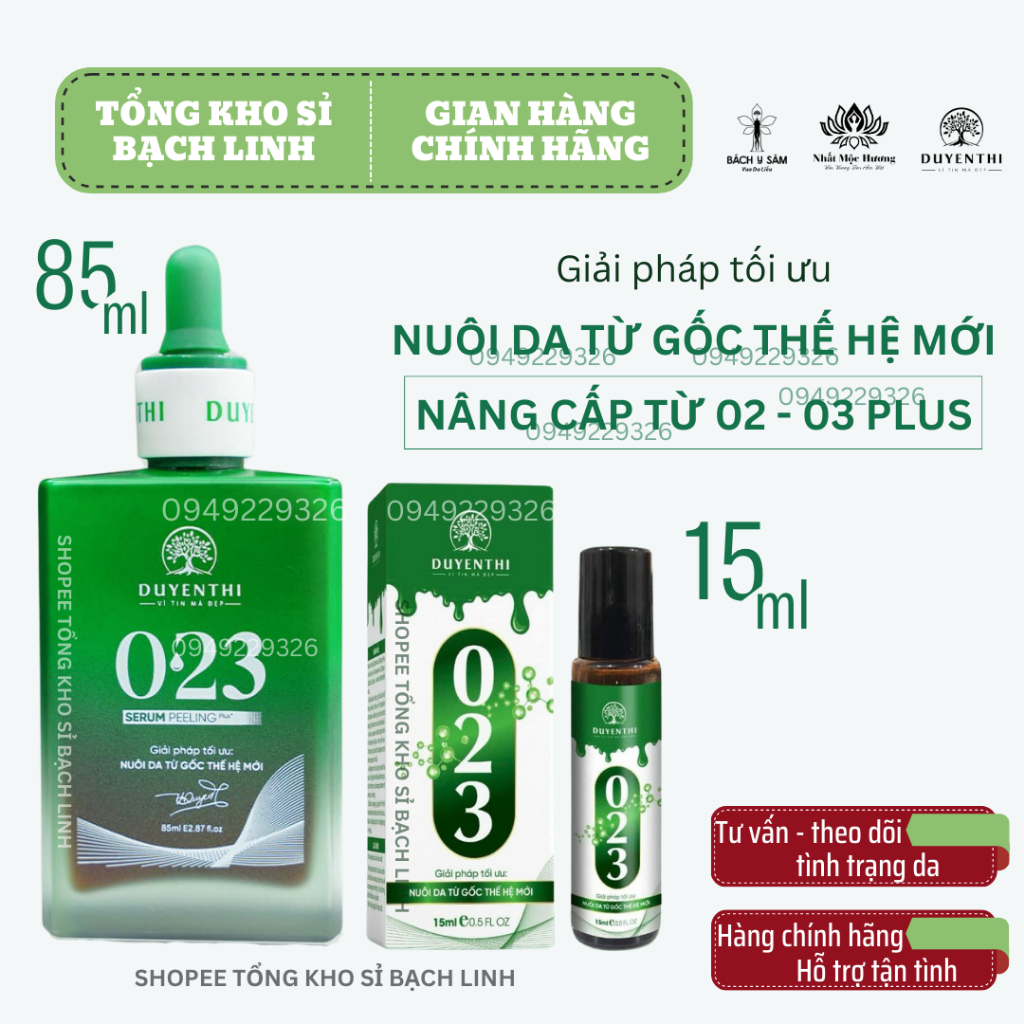 023 duyên thị bách y sâm 85ml - 15ml nuôi da từ gốc thế hệ mới - bách y sâm 023 mẫu mới