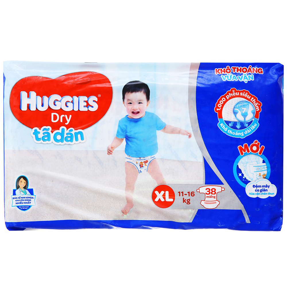 Bỉm - Tã dán Huggies size XL - 38 miếng (Cho bé 11 - 16kg)