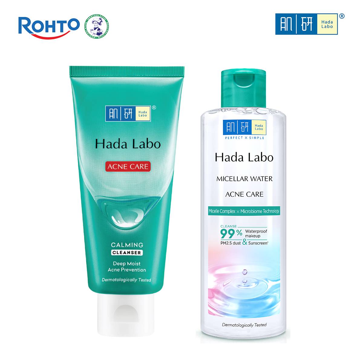 [VB] Bộ đôi sạch sâu cho da mụn, nhạy cảm Hada Labo (Nước tẩy trang Hada Labo Micellar Water Acne Care 240mL + Sữa rửa mặt ngừa mụn Hada Labo Acne Care Calming 80g)