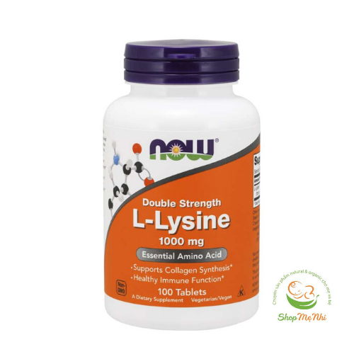 HCMViên uống L-Lysine Now Food 1000mg double strength L-Lysine 100 tablets.