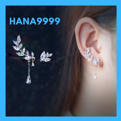 [HCM]Bông tai nữ bạc lá s925 cao cấp trang sức dự tiệc đi chơi sang trọng kèm video