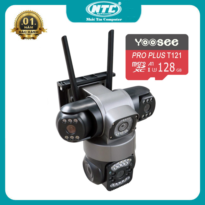  Camera IP wifi ngoài trời 4 mắt 3 màn hình PTZ Yoosee W990 phân giải 1920P x 3240 FullHD+ 2 Râu - tích hợp led trợ sáng led hồng ngoại ban đêm  4 tuỳ chọn  Nhất Tín Computer 