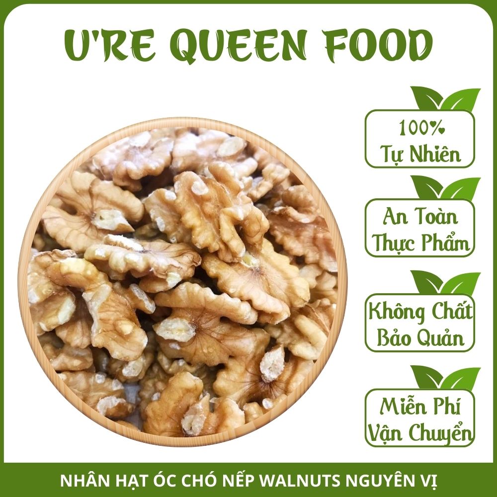 Nhân Hạt Óc Chó Nếp Walnuts Nguyên Vị, Hạt To Đều, Thơm Ngon, Không Gắt Dầu, Giàu Dinh Dưỡng Tốt Cho Sức Khoẻ, Tốt Cho Bà Bầu, Ăn Vặt Healthy Cho Dân Văn Phòng, Ăn Vặt Giảm Cân Đỉnh Cao - U're Queen Food