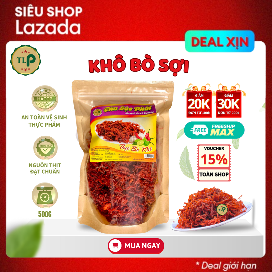 Khô bò sợi tân lộc phát - bịch 500g